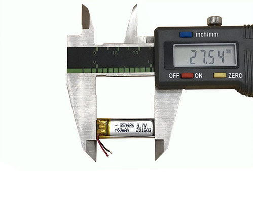 500 টিরও বেশি চক্র জীবন পুনরায় চার্জযোগ্য 3.7V 60mAh লিথিয়াম আয়ন পলিমার 350926 ইয়ারফোনের জন্য ব্যাটারি