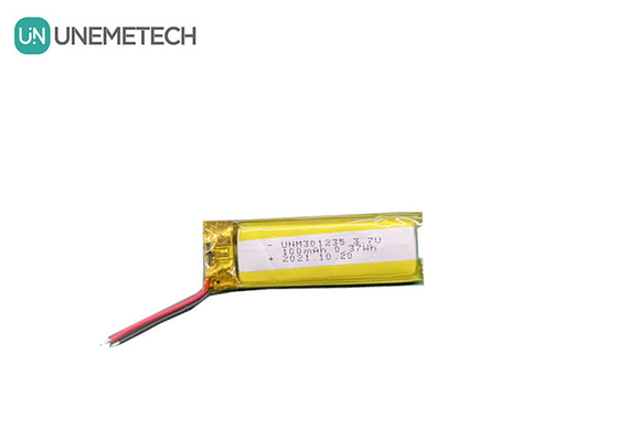 3.7V 100mAh 301235 গ্রাহক ইলেকট্রনিক্সের জন্য রিচার্জযোগ্য লিথিয়াম পলিমার ব্যাটারি