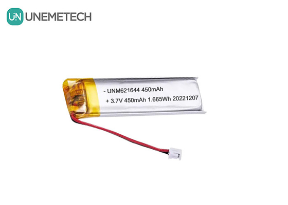 UNEMETECH 3.7V 450mAh ইলেকট্রনিক পেনের জন্য কাস্টমাইজড লিপো রিচার্জেবল ব্যাটারি 621644