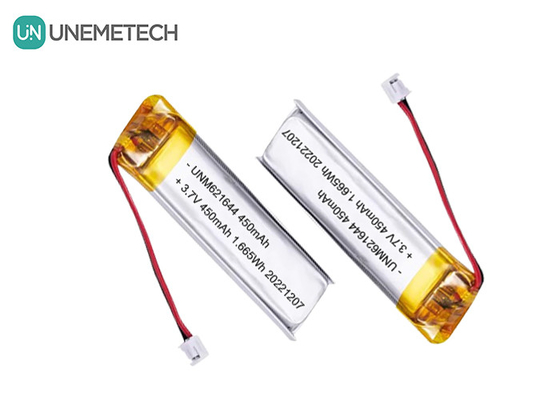 UNEMETECH 3.7V 450mAh ইলেকট্রনিক পেনের জন্য কাস্টমাইজড লিপো রিচার্জেবল ব্যাটারি 621644