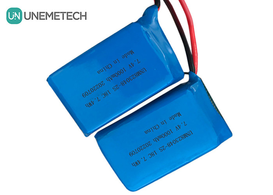 2S উচ্চ স্রাব হার LiPo ব্যাটারি / 18C লিথিয়াম পলিমার ব্যাটারি 7.4v 1000mah 823048