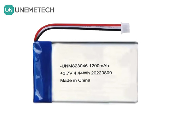 রিচার্জযোগ্য লিথিয়াম পলিমার ব্যাটারি 3.7 ভি 1200mah 4.44 Wh 823046 প্যাচ পলিমার ব্যাটারি