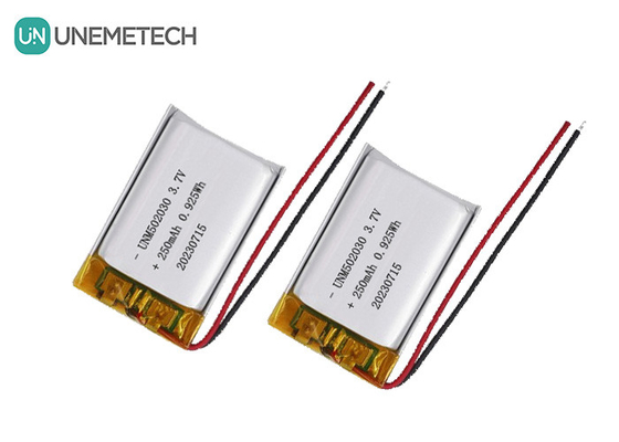সৌন্দর্য ডিভাইসের জন্য UNEMETECH 3.7V 250mAh রিচার্জযোগ্য লিথিয়াম পলিমার ব্যাটারি 502030