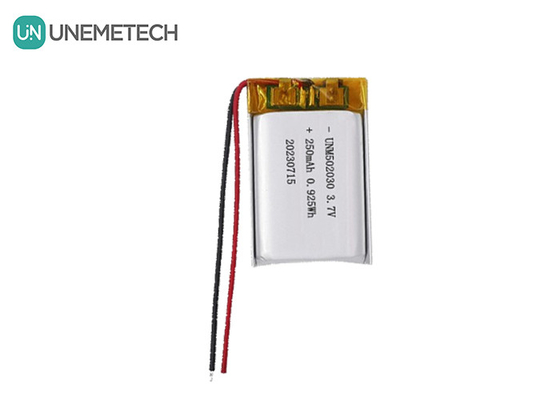 সৌন্দর্য ডিভাইসের জন্য UNEMETECH 3.7V 250mAh রিচার্জযোগ্য লিথিয়াম পলিমার ব্যাটারি 502030