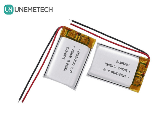 সৌন্দর্য ডিভাইসের জন্য UNEMETECH 3.7V 250mAh রিচার্জযোগ্য লিথিয়াম পলিমার ব্যাটারি 502030