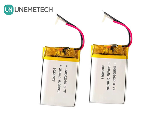 রিচার্জেবল লিপো ব্যাটারি 502030 / 3.7V 260mAh ছোট কাস্টম লিথিয়াম পলিমার ব্যাটারি