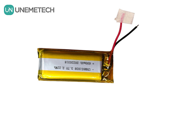 600mAh কাস্টম সিলভার লিথিয়াম আয়ন ব্যাটারি / 851838 3.7V পোষাক ডিভাইস লিথিয়াম আয়ন পলিমার ব্যাটারি