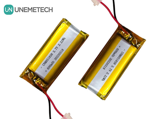 600mAh কাস্টম সিলভার লিথিয়াম আয়ন ব্যাটারি / 851838 3.7V পোষাক ডিভাইস লিথিয়াম আয়ন পলিমার ব্যাটারি