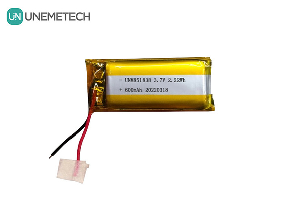 600mAh কাস্টম সিলভার লিথিয়াম আয়ন ব্যাটারি / 851838 3.7V পোষাক ডিভাইস লিথিয়াম আয়ন পলিমার ব্যাটারি