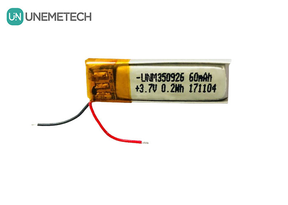 500 টিরও বেশি চক্র জীবন পুনরায় চার্জযোগ্য 3.7V 60mAh লিথিয়াম আয়ন পলিমার 350926 ইয়ারফোনের জন্য ব্যাটারি