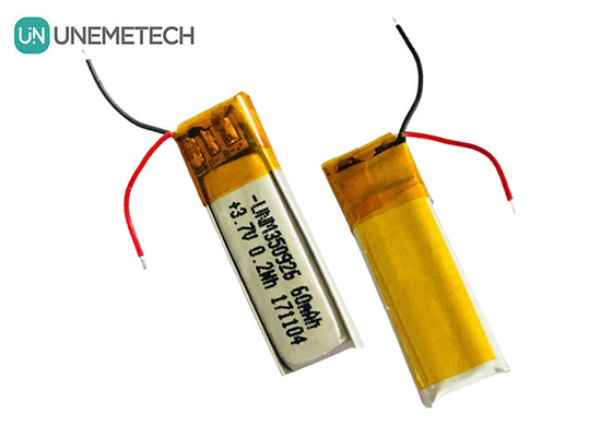 500 টিরও বেশি চক্র জীবন পুনরায় চার্জযোগ্য 3.7V 60mAh লিথিয়াম আয়ন পলিমার 350926 ইয়ারফোনের জন্য ব্যাটারি