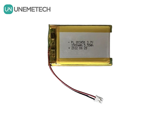 UNEMETECH 1.5A রিচার্জযোগ্য লি-পলিমার ব্যাটারি 803450 / 3.7V 1500mAh লিথিয়াম আয়ন পলিমার ব্যাটারি