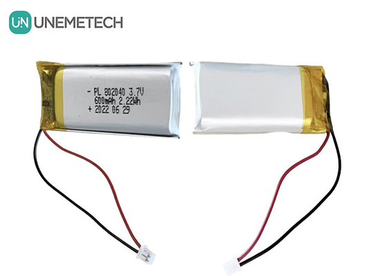 3.7V 600mAh রিচার্জযোগ্য লি পলিমার ব্যাটারি 802040 ইলেকট্রনিক পণ্যের জন্য