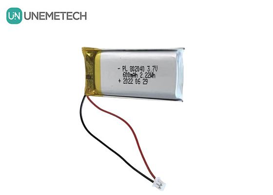 3.7V 600mAh রিচার্জযোগ্য লি পলিমার ব্যাটারি 802040 ইলেকট্রনিক পণ্যের জন্য