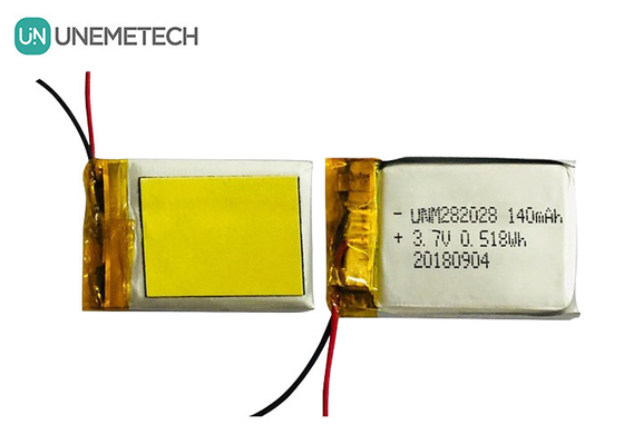 স্বয়ং-নিষ্কাশন লিপো ব্যাটারি 282028 / 3.7V 140mAh লিথিয়াম পলিমার ব্যাটারি পোশাকযুক্ত ডিভাইসের জন্য