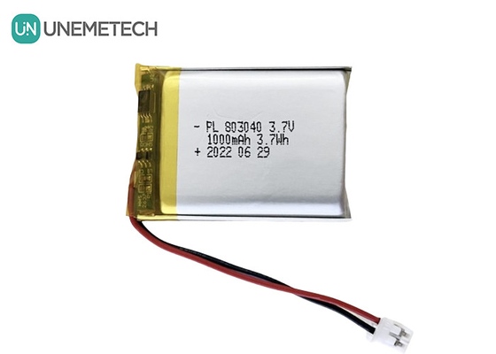 3.7V লিথিয়াম পলিমার ব্যাটারি 803040 1000mAh কসমেটিক যন্ত্রের জন্য পলি লিথিয়াম ব্যাটারি