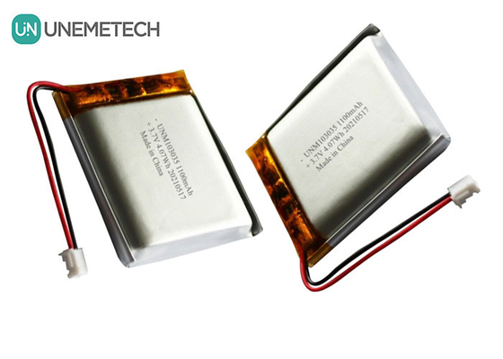 UNEMETECH 3.7V 1100mAh লিথিয়াম পলিমার ব্যাটারি / লং সাইকেল লাইফ রিচার্জেবল লিপো ব্যাটারি 103035