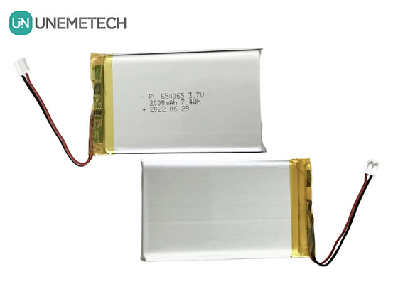 ইলেকট্রনিক খেলনা জন্য 2000mAh 3.7V রিচার্জযোগ্য লিথিয়াম পলিমার ব্যাটারি 654065