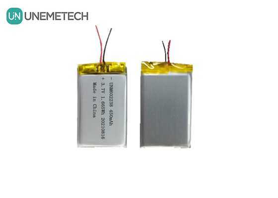 4.2V রিচার্জযোগ্য লিথিয়াম পলিমার ব্যাটারি 602238 3.7V 450mAh ভোক্তা ইলেকট্রনিক্সের জন্য