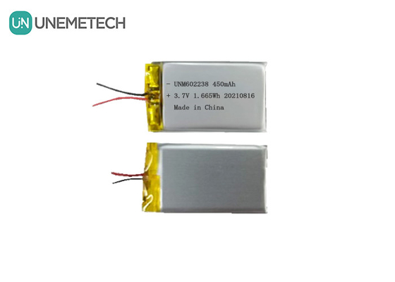 4.2V রিচার্জযোগ্য লিথিয়াম পলিমার ব্যাটারি 602238 3.7V 450mAh ভোক্তা ইলেকট্রনিক্সের জন্য