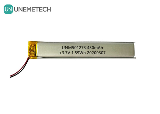 5.0*12.0*73.0mm লিথিয়াম পলিমার ব্যাটারি / 3.7V 430mAh 501273 ব্লুটুথ ডিভাইসের জন্য পাতলা লিপো ব্যাটারি
