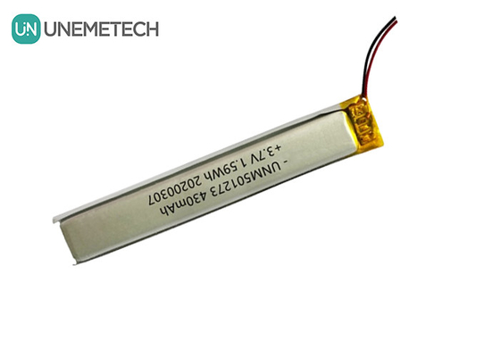 5.0*12.0*73.0mm লিথিয়াম পলিমার ব্যাটারি / 3.7V 430mAh 501273 ব্লুটুথ ডিভাইসের জন্য পাতলা লিপো ব্যাটারি