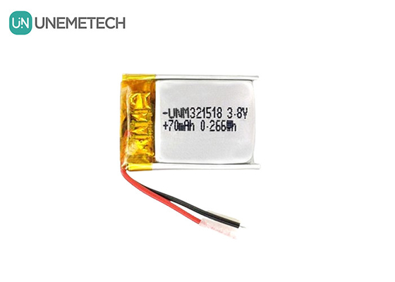 3.8V হাই ভোল্টেজ লি-আইন ব্যাটারি আল্ট্রা ছোট লিপো ব্যাটারি 4.35V 70mAh 321518 জিপিএস ট্র্যাকারের জন্য