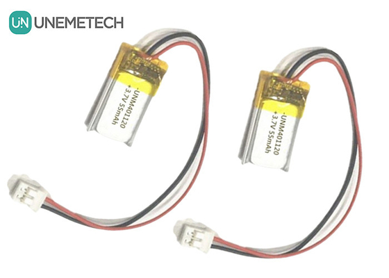 401120 3.7V 55mAh কাস্টম তৈরি লিপো ব্যাটারি / হেডফোন রিচার্জযোগ্য লিপো ব্যাটারি