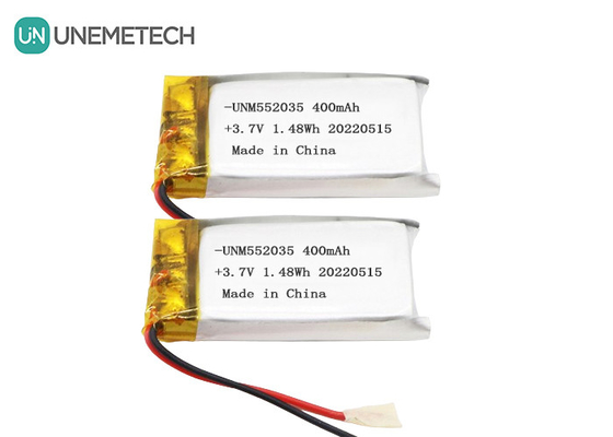 3.7V রিচার্জযোগ্য লিথিয়াম আয়ন পলিমার ব্যাটারি 552035 400mAh Li Po ব্যাটারি ওয়্যারলেস ডিভাইসের জন্য