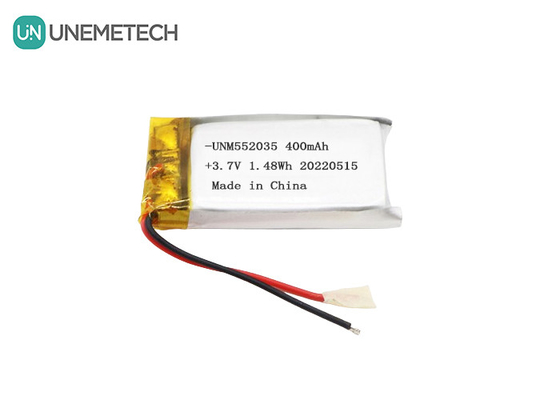 3.7V রিচার্জযোগ্য লিথিয়াম আয়ন পলিমার ব্যাটারি 552035 400mAh Li Po ব্যাটারি ওয়্যারলেস ডিভাইসের জন্য