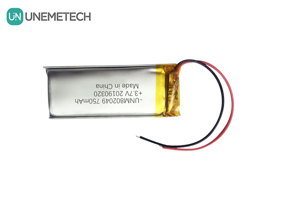 সৌন্দর্য সরঞ্জাম লিথিয়াম পলিমার ব্যাটারি 3.7V 750mah 802049 1C ডিসচার্জ লি পলি ব্যাটারি