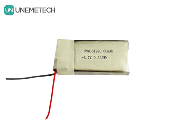 3.7V 60mAh আল্ট্রা ছোট রিচার্জেবল লিপো ব্যাটারি 351220 পোশাকজাত পণ্যের জন্য