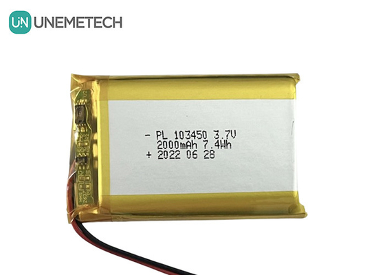 3.7V 2000mAh রিচার্জযোগ্য লিথিয়াম পলিমার ব্যাটারি 103450 বৈদ্যুতিক স্তন পাম্পের জন্য বড় ক্ষমতা