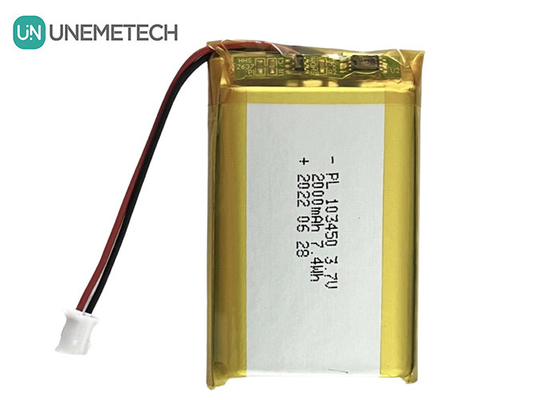 3.7V 2000mAh রিচার্জযোগ্য লিথিয়াম পলিমার ব্যাটারি 103450 বৈদ্যুতিক স্তন পাম্পের জন্য বড় ক্ষমতা