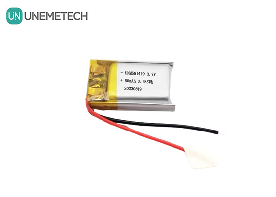 আল্ট্রা ছোট 3.7v 50mah লিপো ব্যাটারি 15C উচ্চ স্রাব হার লিথিয়াম আয়ন ব্যাটারি 581419