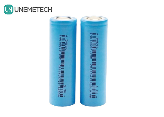 2500mAh 3.7V Max 6A ক্রমাগত চার্জ সিলিন্ড্রিকাল লিথিয়াম আয়ন ব্যাটারি 18650 INR18650-25P
