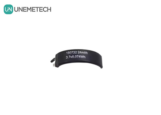 3.7V বাঁকা লিপো ব্যাটারি 150732 মিনিট ক্ষমতা 22mAh বিশেষ আকৃতির লিপো ব্যাটারি একক কোষ