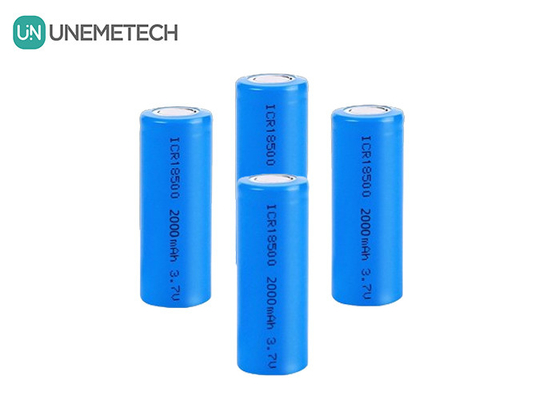 3.7V 18500 লিথিয়াম আয়ন ব্যাটারি 2000mAh রিচার্জেবল সিলিন্ডারিকাল