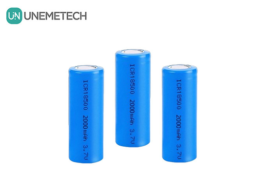 3.7V 18500 লিথিয়াম আয়ন ব্যাটারি 2000mAh রিচার্জেবল সিলিন্ডারিকাল