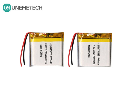 4.35V উচ্চ ভোল্টেজ লিপো ব্যাটারি 754335 3.8V 1500mAh রিচার্জযোগ্য পলিমার লিথিয়াম ব্যাটারি