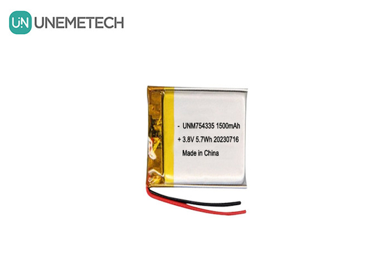 4.35V উচ্চ ভোল্টেজ লিপো ব্যাটারি 754335 3.8V 1500mAh রিচার্জযোগ্য পলিমার লিথিয়াম ব্যাটারি