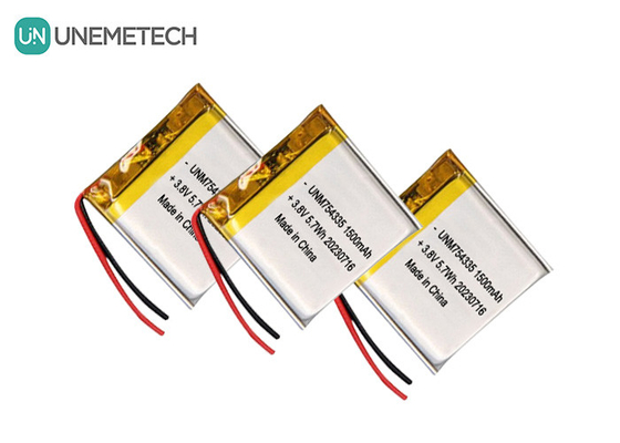 4.35V উচ্চ ভোল্টেজ লিপো ব্যাটারি 754335 3.8V 1500mAh রিচার্জযোগ্য পলিমার লিথিয়াম ব্যাটারি
