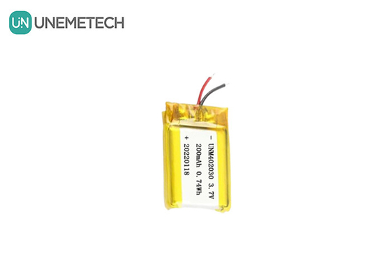 ইলেকট্রনিক পণ্যের জন্য ছোট আকারের 402030 3.7V 200mAh রিচার্জযোগ্য লিপো ব্যাটারি
