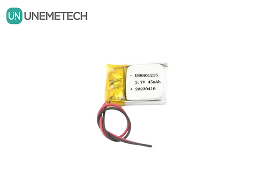 আল্ট্রা থিন লিথিয়াম পলিমার ব্যাটারি 401215 3.7V 45mAh জিপিএস ট্র্যাকারের জন্য লি পো ব্যাটারি