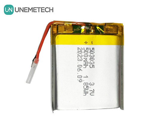 500mAh লিথিয়াম পলিমার ব্যাটারি 503035 পোর্টেবল ইলেকট্রনিক্সের জন্য 3.7V লিপো রিচার্জেবল ব্যাটারি