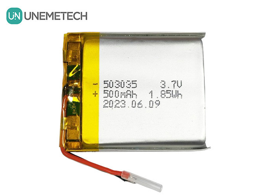 500mAh লিথিয়াম পলিমার ব্যাটারি 503035 পোর্টেবল ইলেকট্রনিক্সের জন্য 3.7V লিপো রিচার্জেবল ব্যাটারি