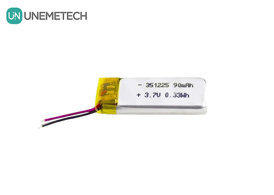 351225 পলিমার লি-ইয়ন ব্যাটারি 3.7V 90mAh রিচার্জযোগ্য অতি পাতলা লি পলিমার ব্যাটারি
