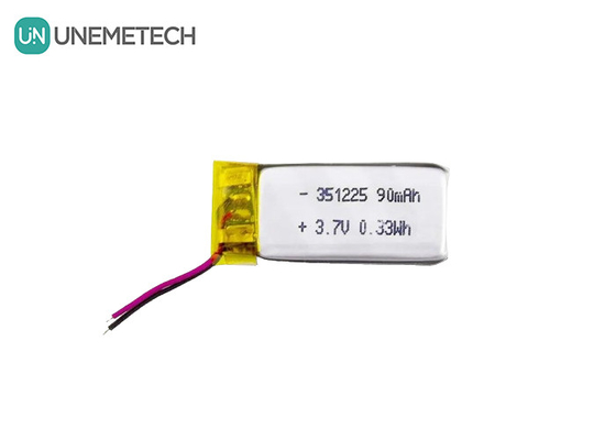 351225 পলিমার লি-ইয়ন ব্যাটারি 3.7V 90mAh রিচার্জযোগ্য অতি পাতলা লি পলিমার ব্যাটারি