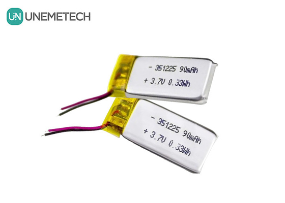 351225 পলিমার লি-ইয়ন ব্যাটারি 3.7V 90mAh রিচার্জযোগ্য অতি পাতলা লি পলিমার ব্যাটারি