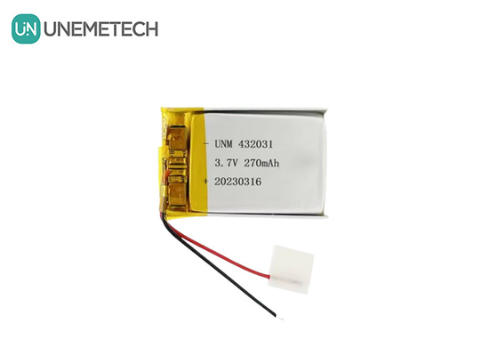 3.7V 270mAh 432031 ইলেকট্রনিক যন্ত্রপাতি জন্য লিথিয়াম পলিমার ব্যাটারি